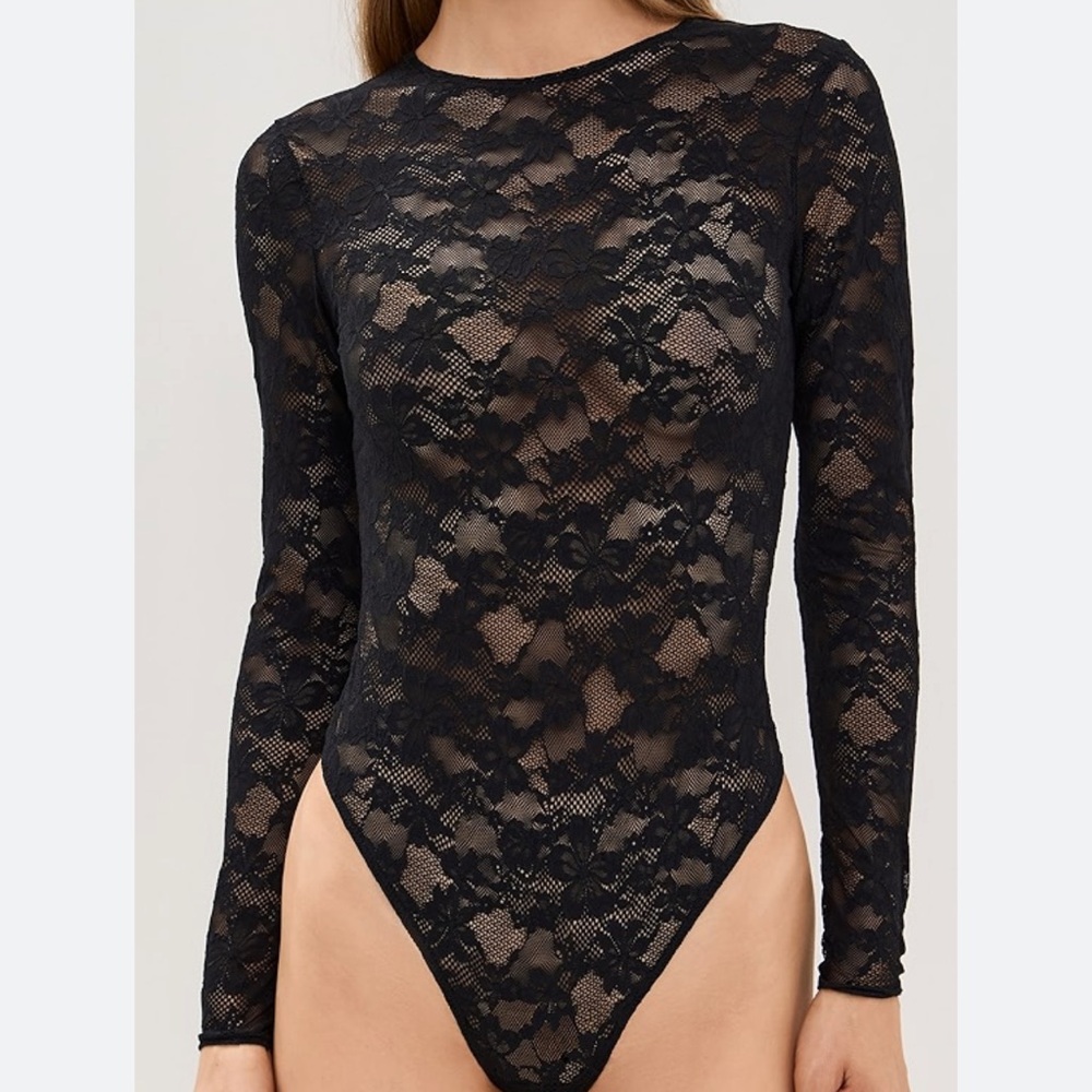 Fleur du Mal Black Le Stretch Thong Bodysuit